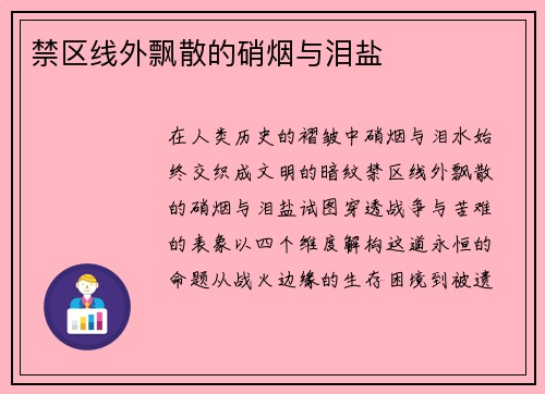 禁区线外飘散的硝烟与泪盐